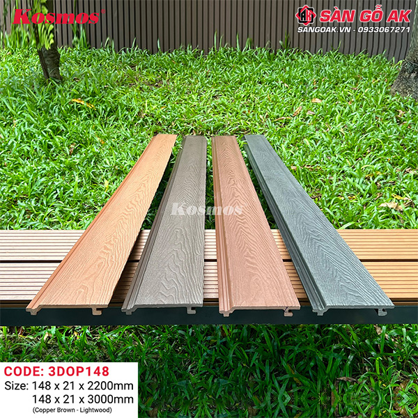 Tấm ốp gỗ nhựa ngoài trời Kosmos vân 3D 3DOP148X3M Coffee